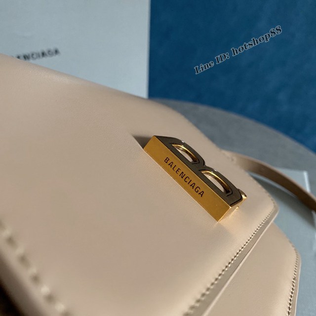 Balenciaga專櫃爆款豆腐包平紋奶茶色小方包 巴黎世家升級版單肩斜挎女包 fyj1604